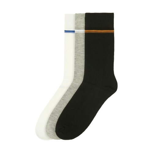 Ben Sherman Mens Stripe Bamboo Socks (Pack of 3) - Black/Grey/White