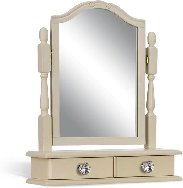 Statement Furniture Juliette Dressing Table Set with Trinket Mirror and Crystal Handles. French Vanity Table, Stool, Mirror with Storage