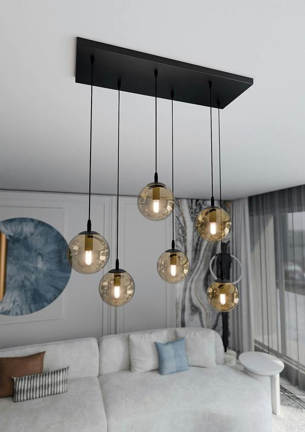 Emibig COSMO Pendant lamp  6 x E14 Black with Amber Shade