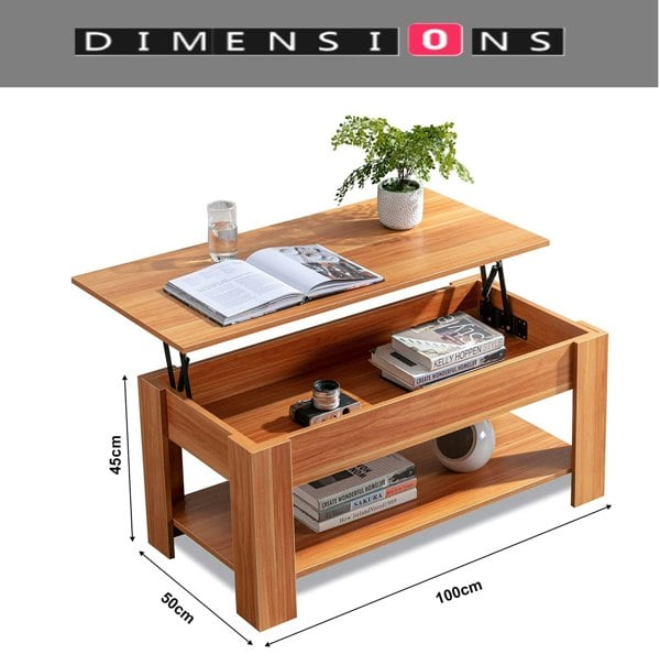 Modcraft Wooden Coffee Table with 1 Shelf and Large Hidden Compartment