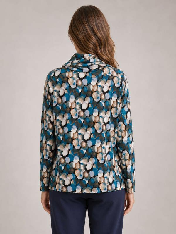 TIGI Blur Dot Print Cowl Neck Top