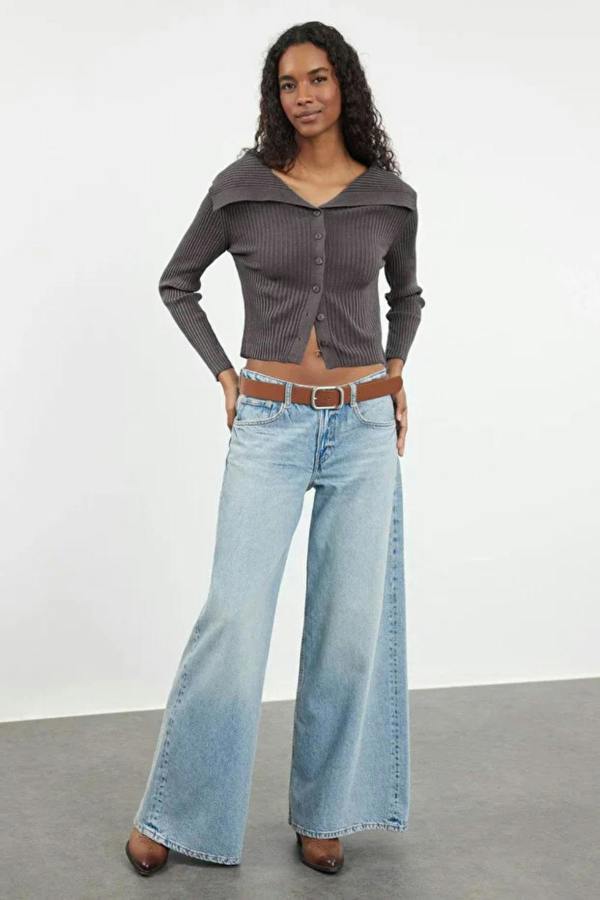 Hoxton Gal Draped Collar Knit Cardigan