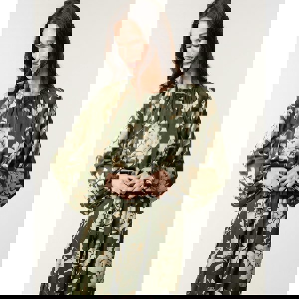 Blue Vanilla Satin Elastic Waist Midi Dress