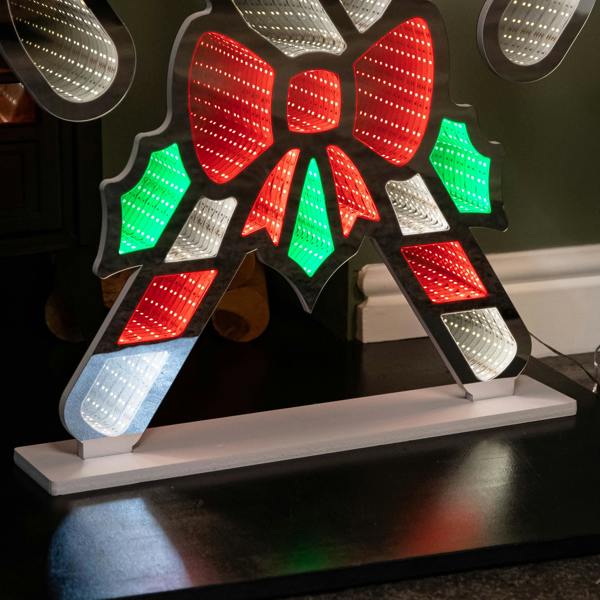 Samuel Alexander 60cm Infinity Light up Candy Canes Display Christmas Decoration with Multi-Coloured LEDs on Base