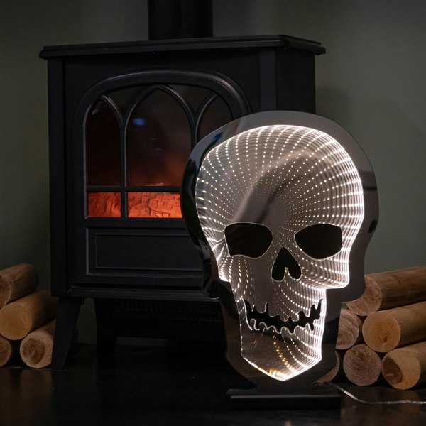 Samuel Alexander 40cm Light up Halloween Skull Infinity Decoration with Warm White LEDs