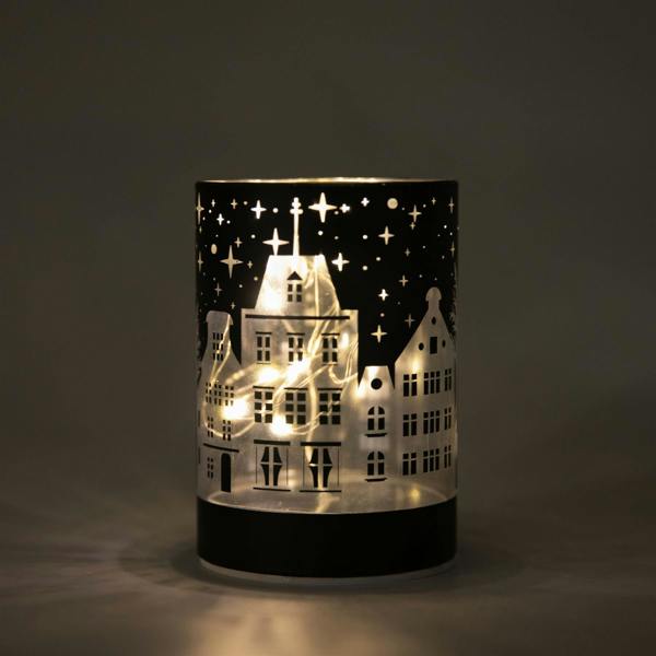 12cm Christmas LED Glass Vase Table Decoration with Warm White Lights and Festive Scene Design image 3