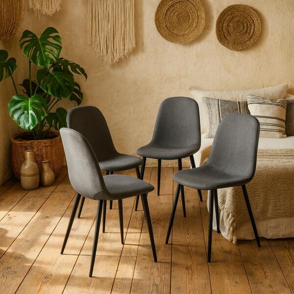 Wyld Haus Set of 4 Tipsyfern Light Grey Upholstered  Dining Chair