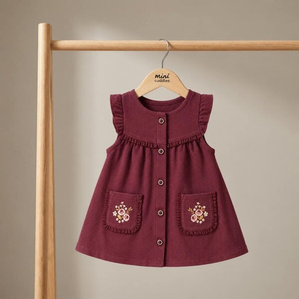 Mini Cuddles Floral Pinny with Top (Red & White)