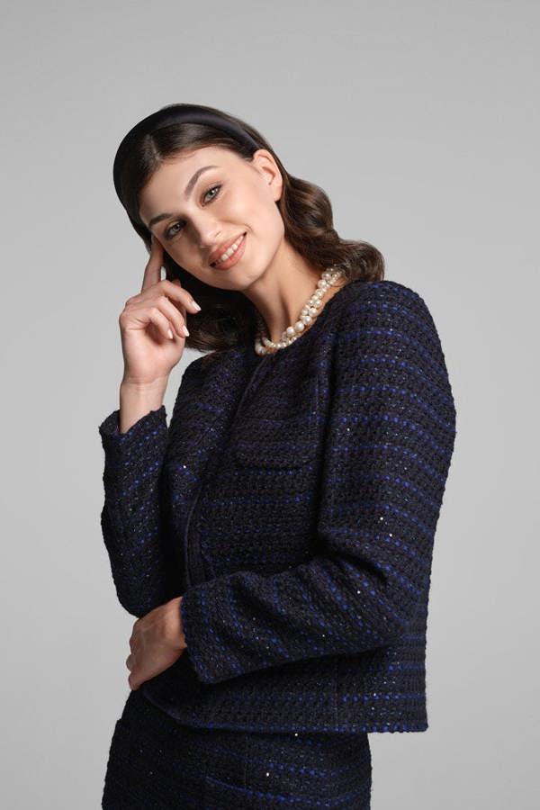 Rumour London Camille navy tweed jacket