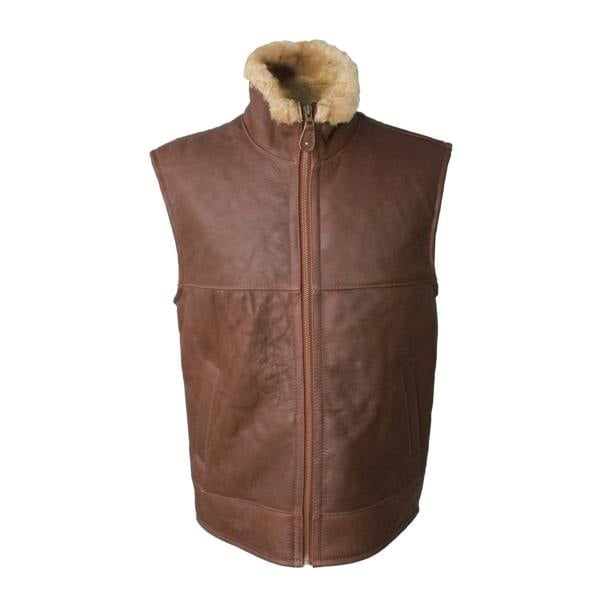 Eastern Counties Leather Mens Harvey Sheepskin Gilet - Cognac - 