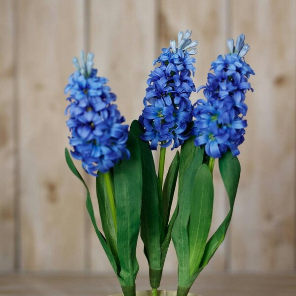Wyld Haus Set of 3 Artificial Flowers Blue Hyacinth Stems