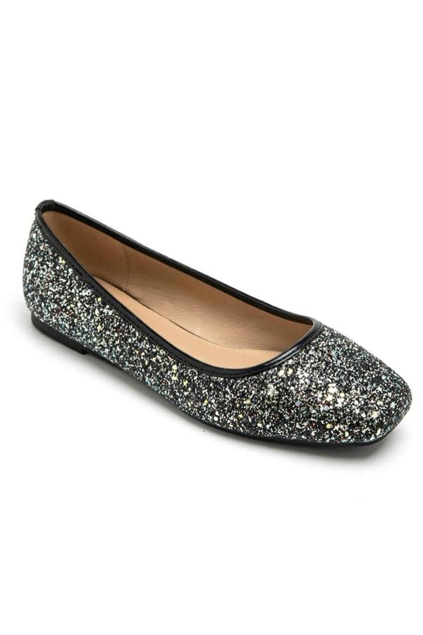 Love Lemonade Sparkly Glitter Dolly Shoes Black