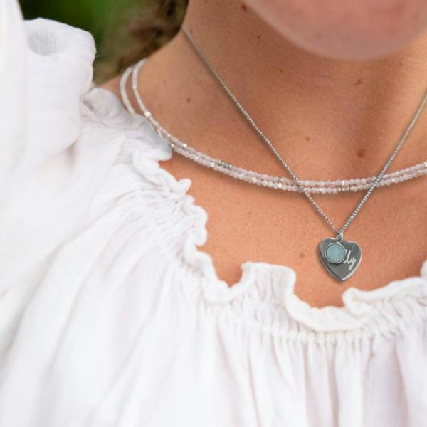 Aye Do Gifts Personalised Script Heart Necklace & Birthstone