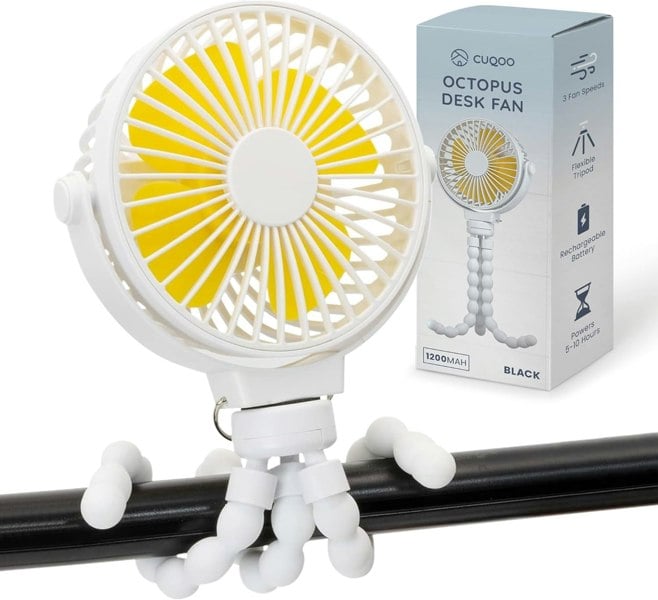 Generise Mini Rechargeable Portable Octopus Desk / Pram Fan (4000mAh) - White