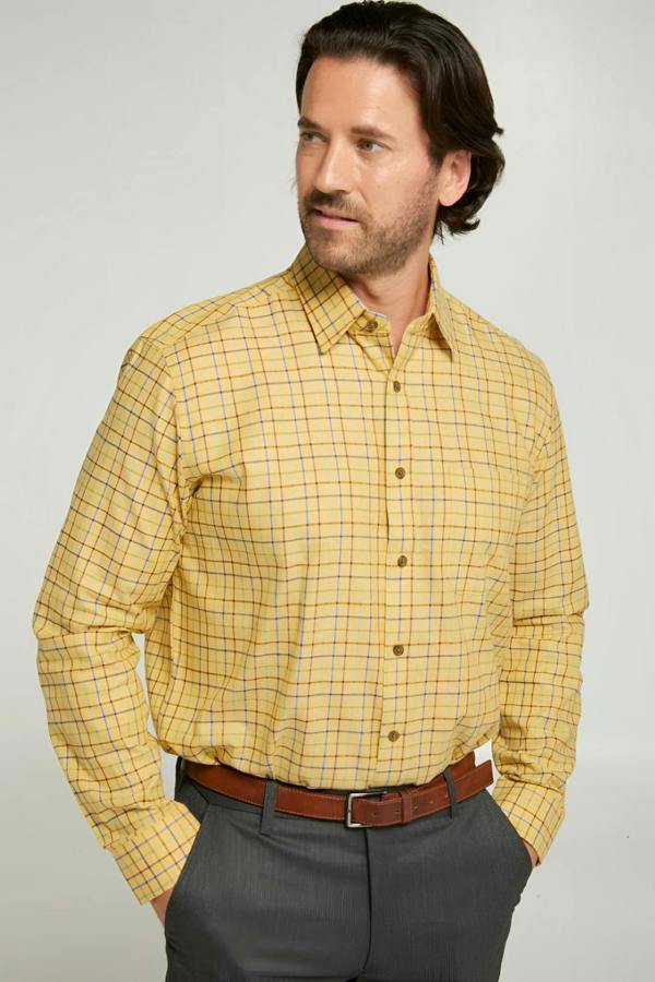 Mustard Tattersall Check Warm Handle Shirt