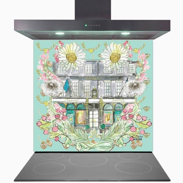 Claire Louise - Designer Tiffany In Full Bloom Glass Kitchen Splashback