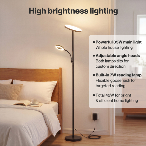 Emitto Floor Lamp Dimmable Standing Reading Light LED Colour Temperatures Black