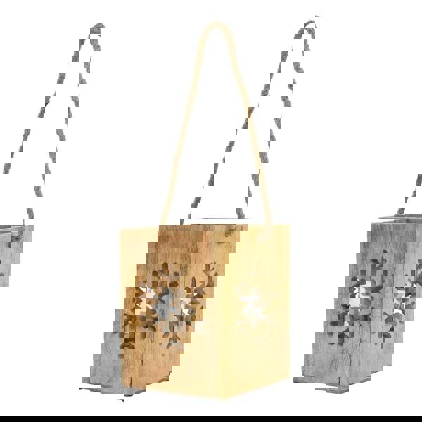 Hill Interiors Wooden Snowflake Tealight Holder - Brown - 