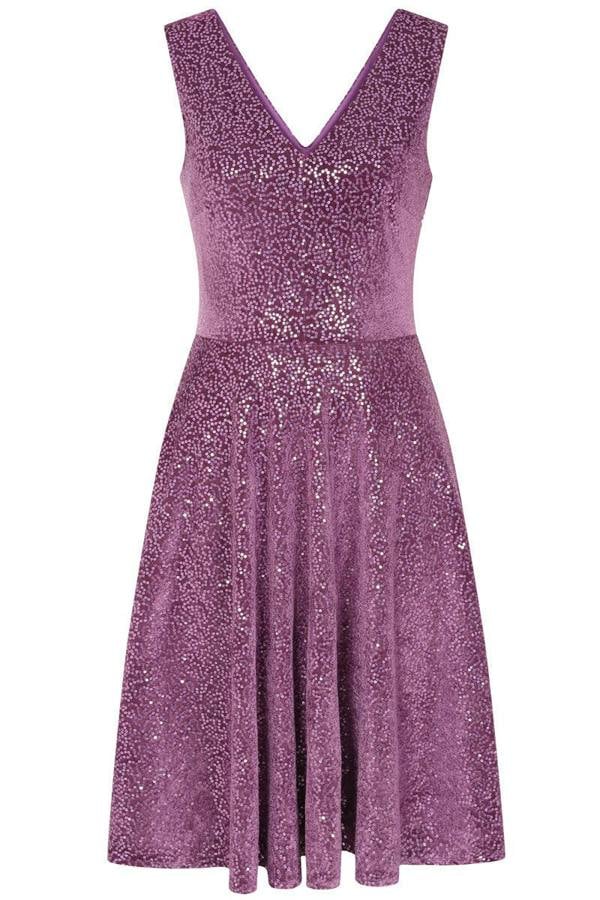 HotSquash Velvet V Neck Fit N Flare Dress