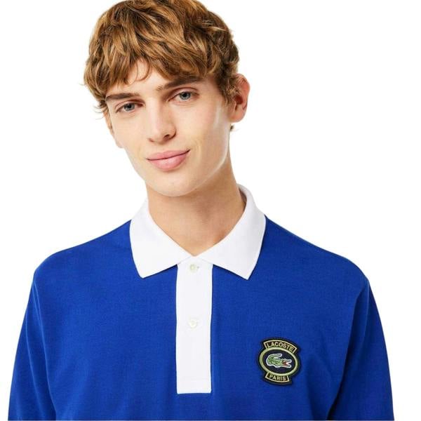 Lacoste Mens Heritage Polo Shirt - Blue Captain/White - 