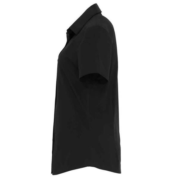 Premier Womens/Ladies Cotton Poplin Stretch Short-Sleeved Shirt - Black