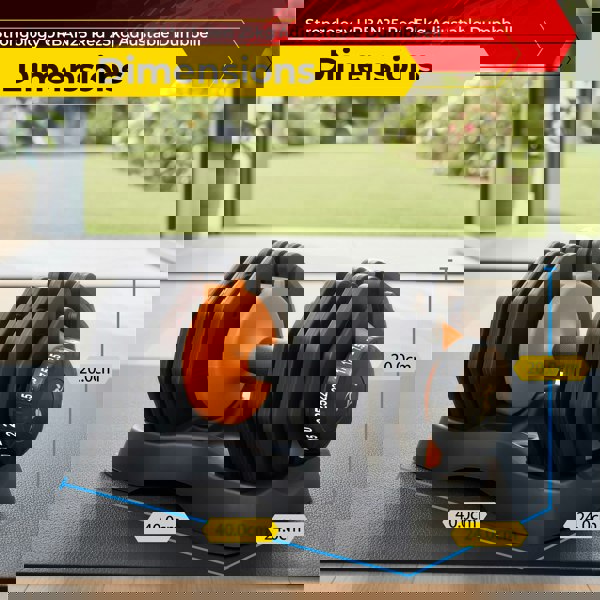 Strongology Urban25 Home Fitness Black and Orange Adjustable Smart Dumbbell from 2.5kg up to 25kg Training Weights