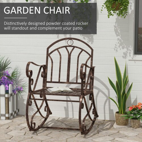 Wyld Haus Pabasa Vintage Inspired Metal Bronze Single Outdoor Rocking Armchair