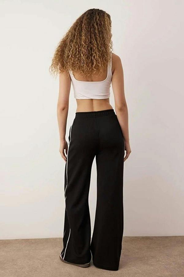 WOVCOR Wide Leg Knit Sports Jogger with Piping Detail