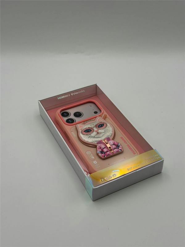 Nimmy Friends Nimmy Cool & Cute 2.0 White Rich & Beauty Cat Case with MagSafe Stand for iPhone 17 Pro 6.3" Pink - N-YJKM-CXZJZH-IP17-PRO-04