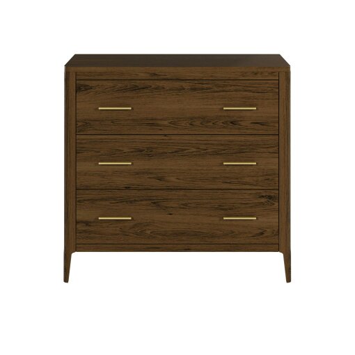 Wyld Haus Siena Walnut Oak and Brass 3 Drawer Chest