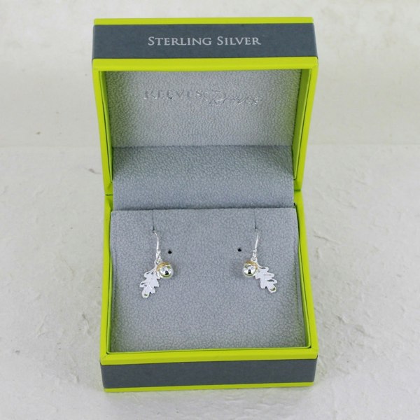 Oak Leaf and Acorn Sterling Silver and Gold Vermeil Drop Earrings - Reeves & Reeves