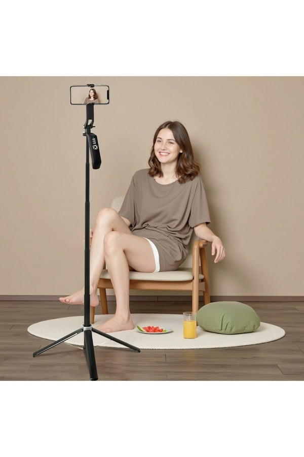 Living and Home Wireless Extendable Mobile Phone Selfie Stick Tripod with 2 Fill Lights