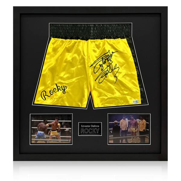 Sylvester Stallone Signed Rocky 3 Shorts Elite Frame (Beckett)