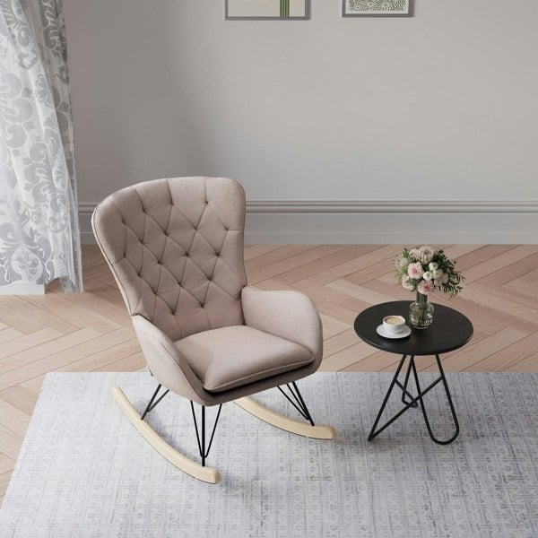 103cm Green Velvet Rocking Chair Padded Seat for Living Room Rocking Chairs Living and Home
