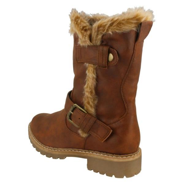 Down to Earth Ladies Down To Earth Fur Trim Calf Boots