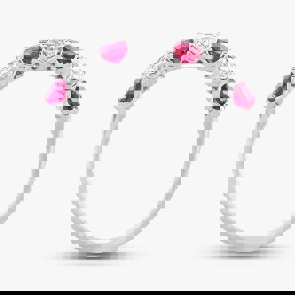 T. H. Baker Platinum Brilliant Cut Ruby & Diamond Half Eternity Ring 32702G6 M