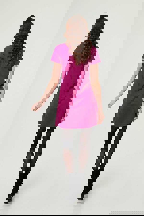 Purple | Cowl Neck Button Front Short Shift Dress
