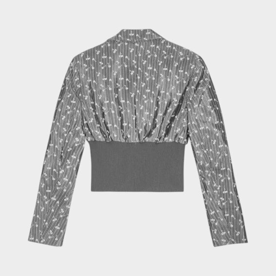 GANNI Jacquard Cropped Blazer Smoked Pearl Grey