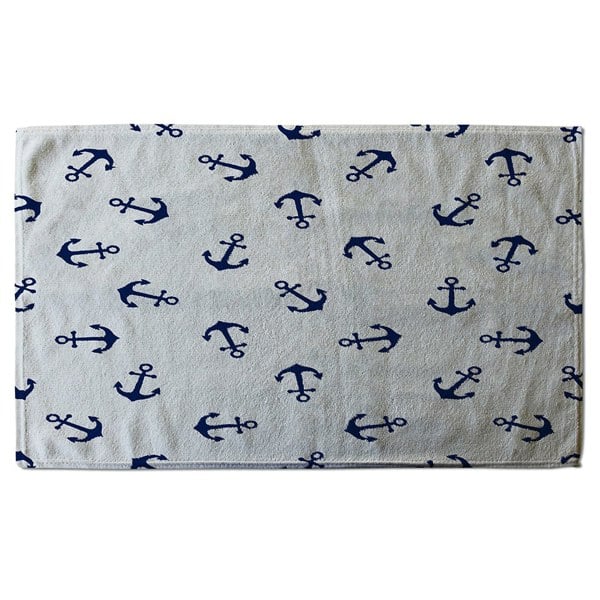 Benjamin Tate Design Navy Anchors on White (Bath Towel)