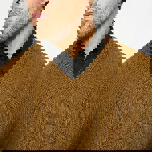 Gabicci G55M07 Fancy Vee Neck Sweater Gabicci Classic NUTMEG