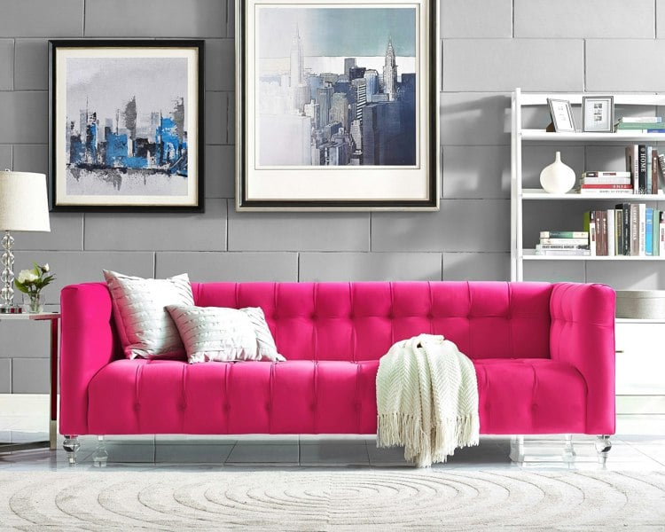 Furniture Edit Bea Hot Pink Velvet Sofa