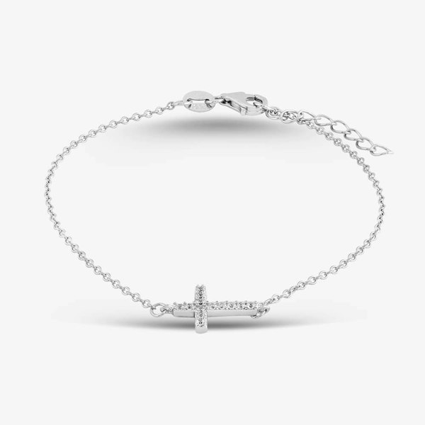 T. H. Baker Silver Cubic Zirconia Cross Bracelet 8.28.9892