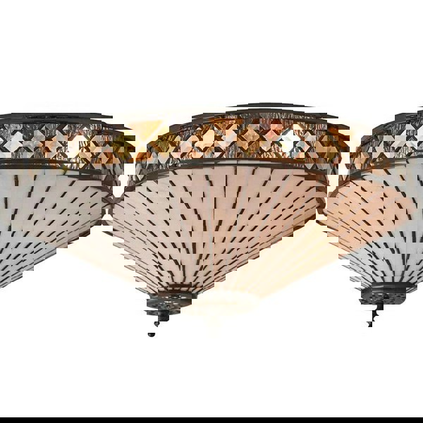 Dark Bronze Flush Ceiling Light - Diamoned Shaped Detailing - 2 x 60W E27 GLS Loops