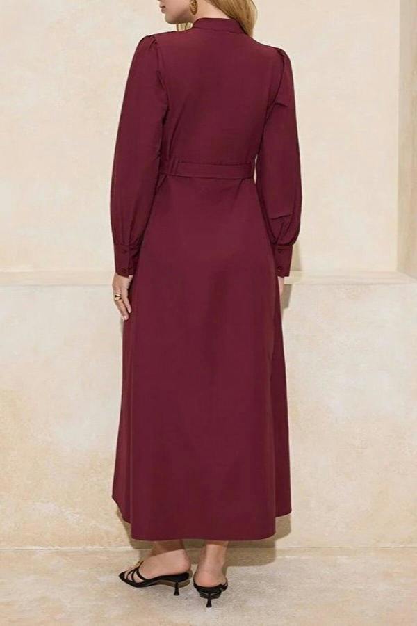 WOVCOR Cotton Dress with Gold Belt Buckle