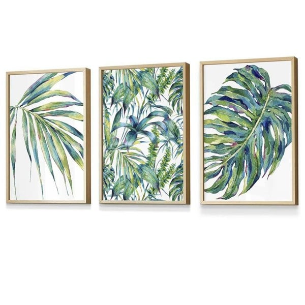 Blue Green Botanical Set of 3 Framed Wall Art Prints | Artze Wall Art UK