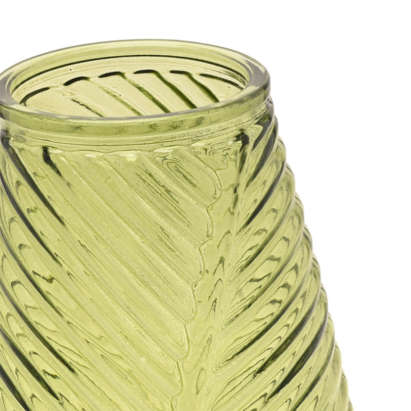 Hestia Green Ribbed Flute Vase