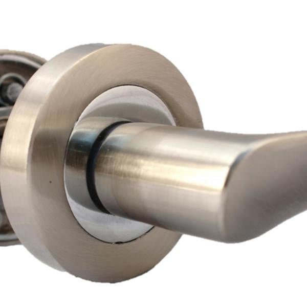 EDH Door Hardware EDH Duo Twist Door Handles – Satin Chrome Lever on Round Rose – Modern Internal Door Handles 4 Pairs