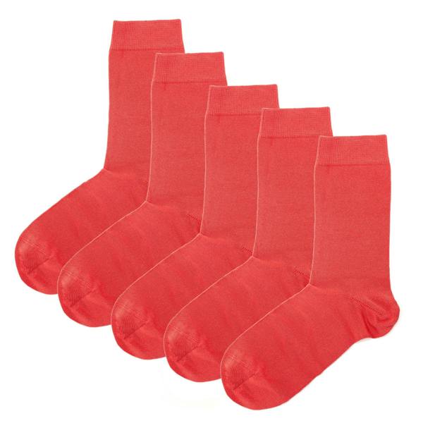 Jemsox Luxury Socks Multipack 3 Pairs / 5-Pairs Coral Red Plain Colour Men's Crew Socks Size 7-12