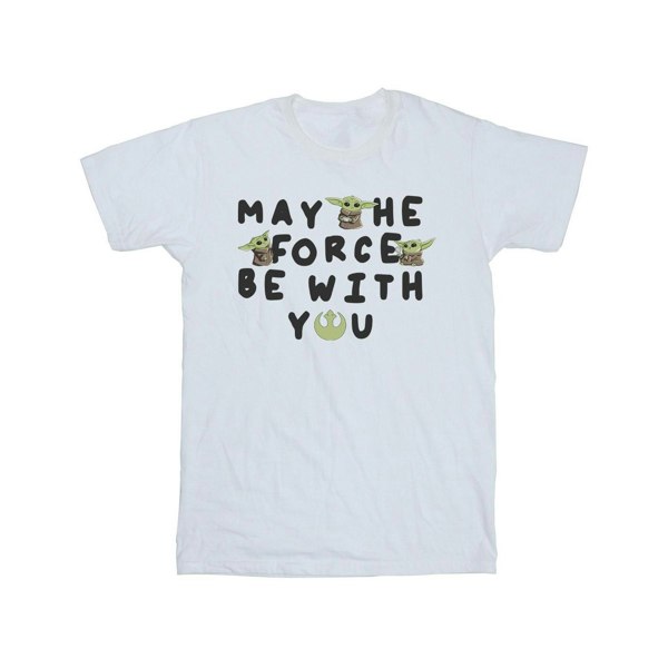 Star Wars Boys The Mandalorian Grogu May The Force Be With You T-Shirt - White