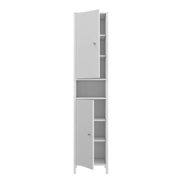 Furniture To Go Ipsarion High Cupboard with 2 Doors & Silver Handles in White